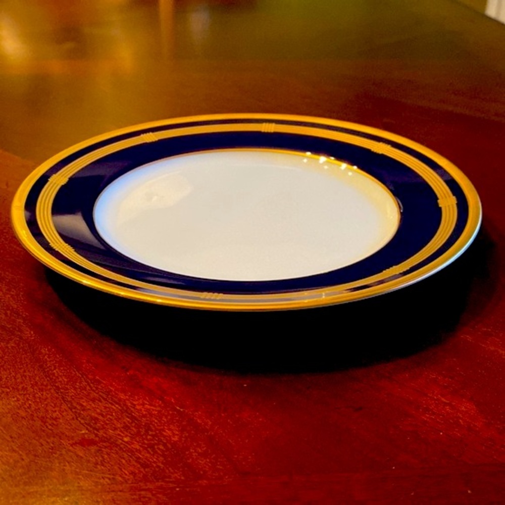 CHRISTIAN DIOR Gold Trim Gaudron LAPIS 8 1/4”Salad Plate Preowned-Never Used